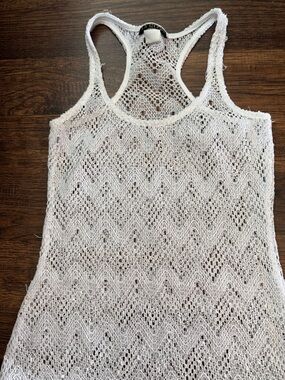White Mesh Swim Cover-Up Dress Medium Junior